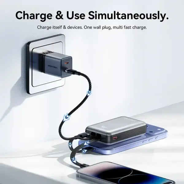 Vention 10000mAh Power Bank (USB-C + USB-C/Lightning/USB-A) - FKIH0