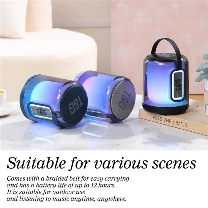 T&G TG376 RGB LED Breathing Light Rechargeable Bluetooth-compatible Speaker Portable Wireless Stereo Subwoofer - Black
