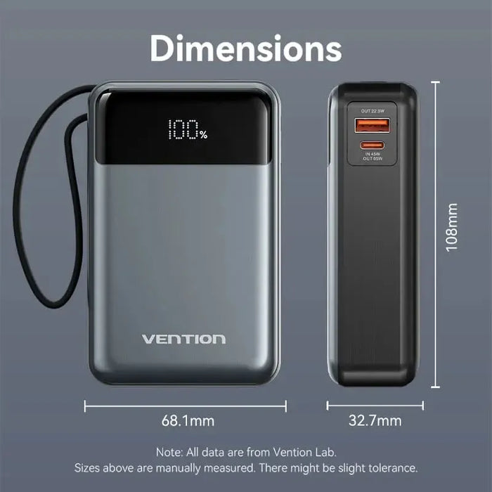 Vention 20000mAh 65W Travel Power Bank - FHYB0