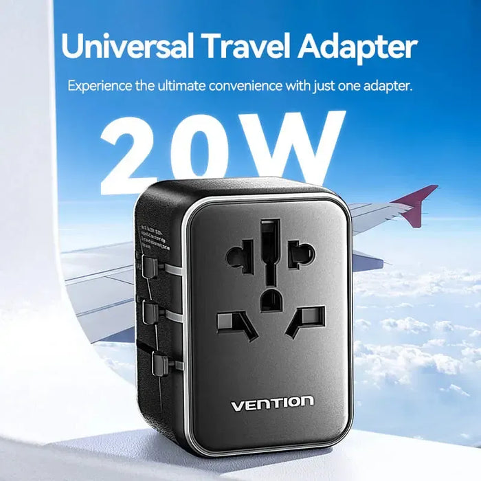 Vention 3-Port USB Universal Travel Adaptor - FJEB0
