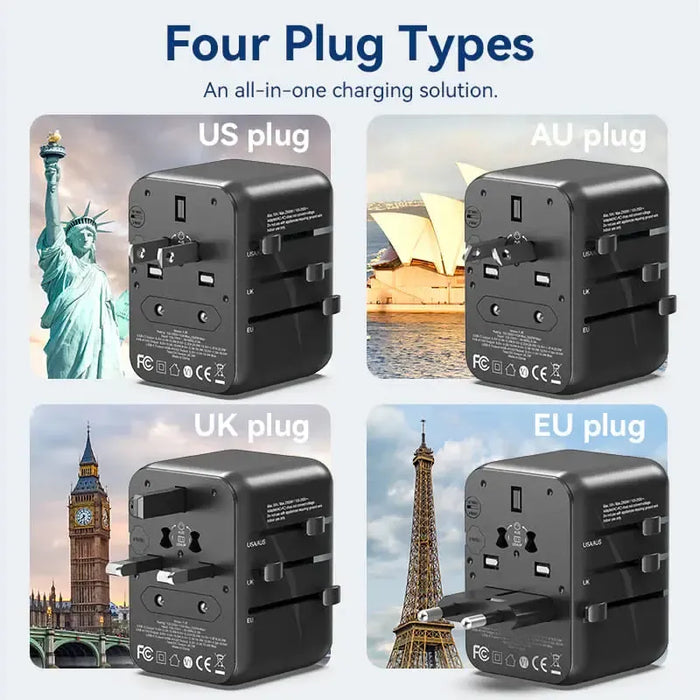 Vention 3-Port USB Universal Travel Adaptor - FJEB0