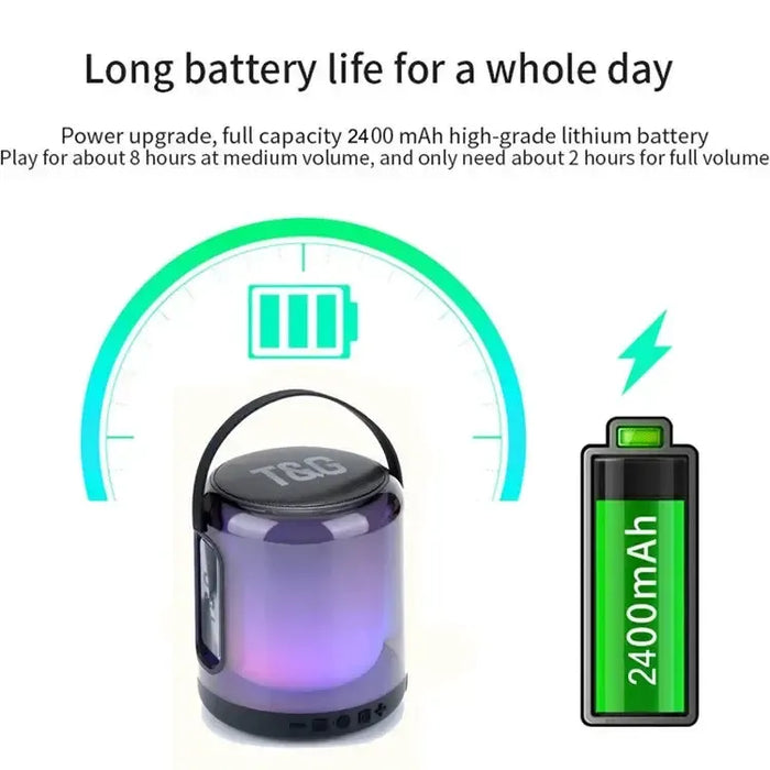 T&G TG376 RGB LED Breathing Light Rechargeable Bluetooth-compatible Speaker Portable Wireless Stereo Subwoofer - Black