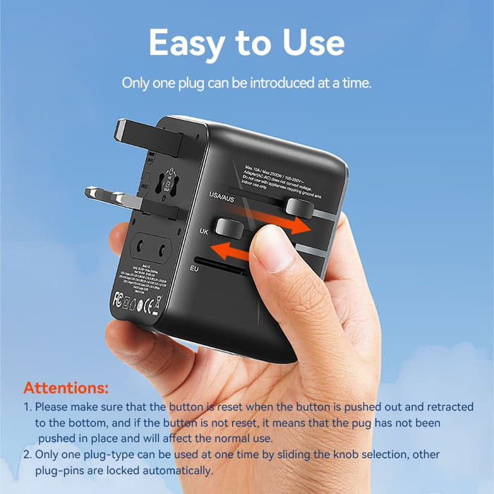Vention 3-Port USB Universal Travel Adaptor - FJEB0