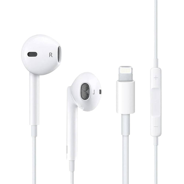 Wired Headphones With Mic and Volume Control Keys for Lightning (White)
