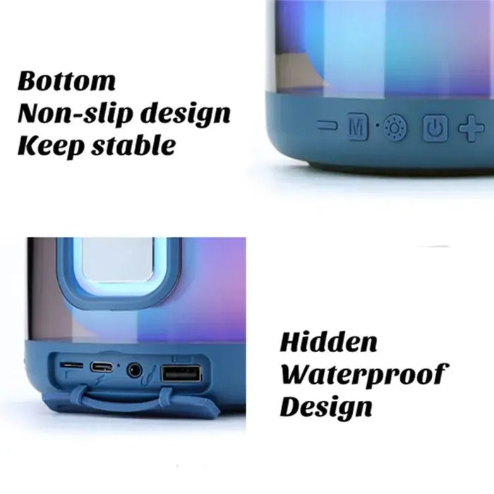 T&G TG376 RGB LED Breathing Light Rechargeable Bluetooth-compatible Speaker Portable Wireless Stereo Subwoofer - Black