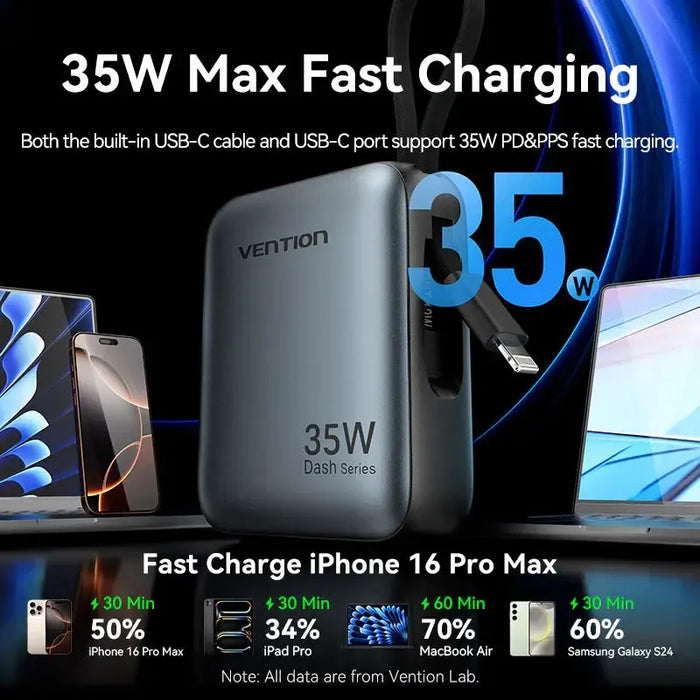 Vention 10000mAh 35W Travel Power Bank - FHFH0