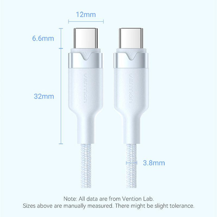 Vention Nylon Braided USB-C to USB-C 1m LED - TRDWF