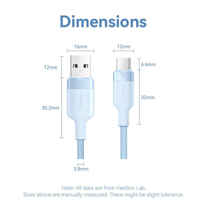 Vention Cotton Braided Aluminium Alloy USB-A 2.0 to USB-C 1m - CTNBF