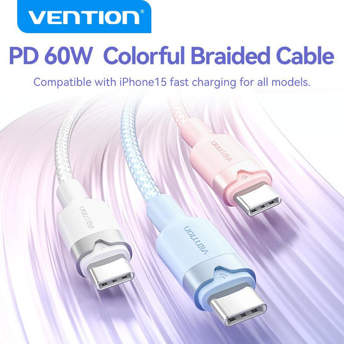 Vention Nylon Braided USB-C to USB-C 1m LED - TRDWF