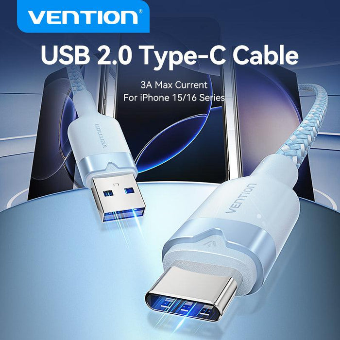 Vention Cotton Braided Aluminium Alloy USB-A 2.0 to USB-C 1m - CTNBF