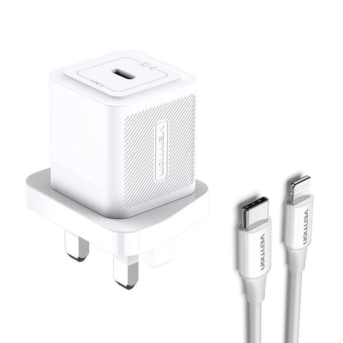 Vention 1-Port USB-C GaN Charger (20W) with USB-C to Lightning Cable (1M) TZ-FEPW0-UK-02