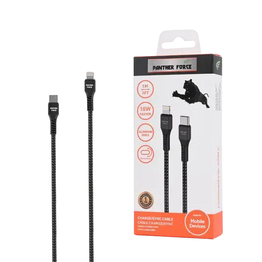 Panther Force 18W 1M Cable Type-C to iphone - Seamless Connectivity, Uninterrupted Power