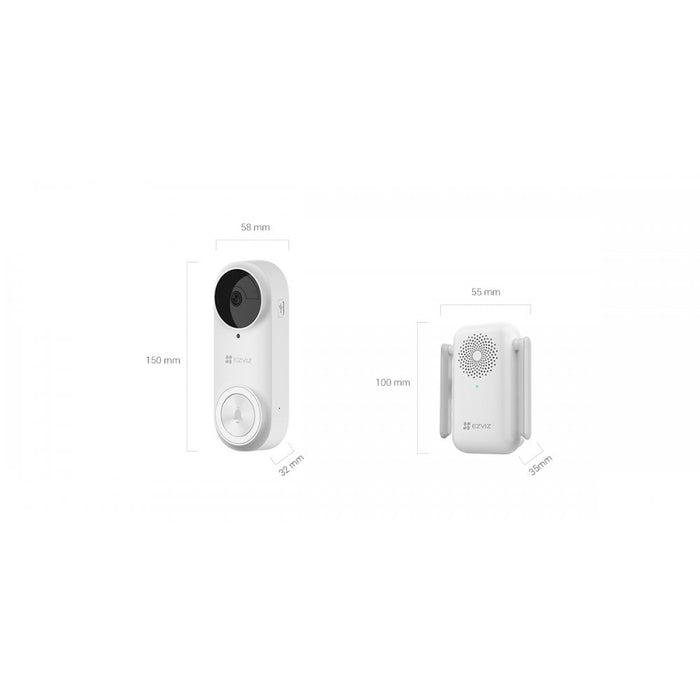 EZVIZ DB2 Pro 5MP Battery-Powered Video Doorbell Kit