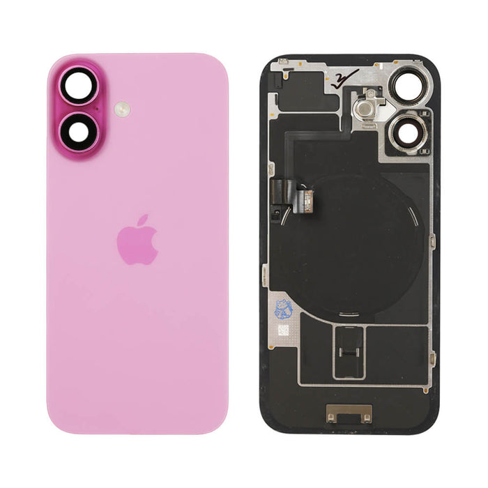 For iPhone 16 Replacement Back Glass With Camera Lens and NFC (Pink)