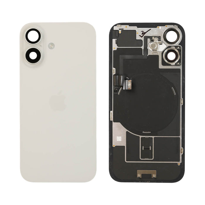 For iPhone 16 Replacement Back Glass With Camera Lens and NFC (White)