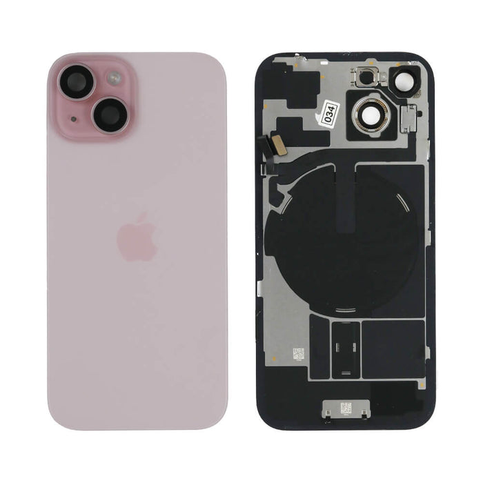 For iPhone 15 Replacement Back Glass With Camera Lens and NFC (Pink)