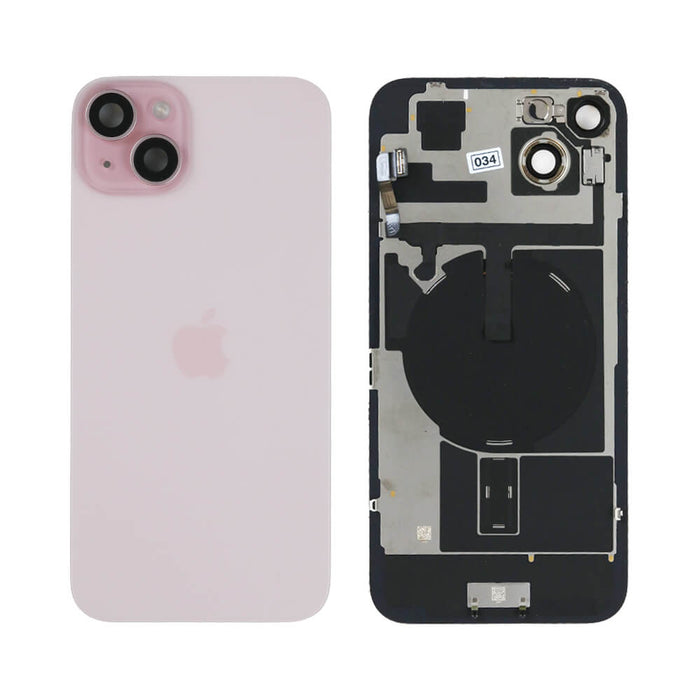 For iPhone 15 Plus Replacement Back Glass With Camera Lens and NFC (Pink)