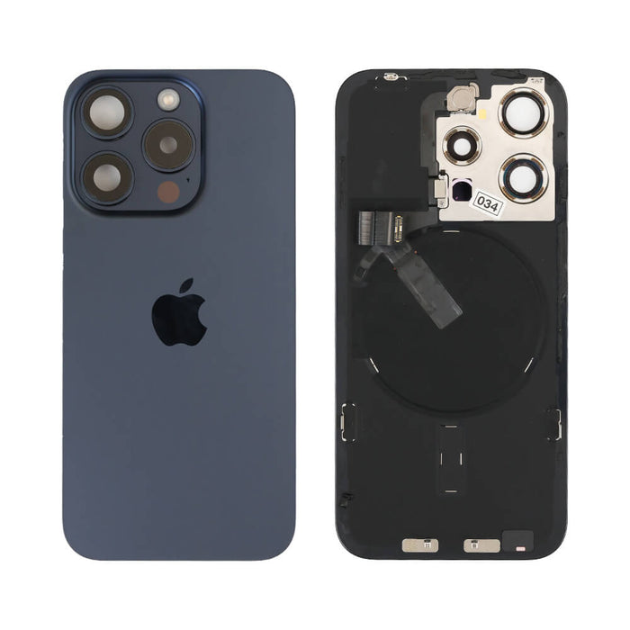 For iPhone 15 Pro Replacement Back Glass With Camera Lens and NFC (Blue Titanium)