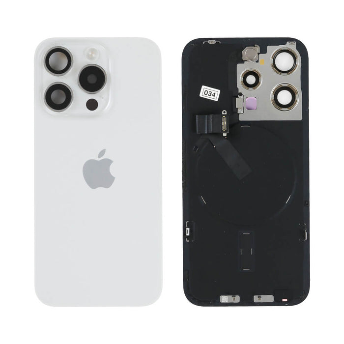 For iPhone 15 Pro Replacement Back Glass With Camera Lens and NFC (White Titanium)