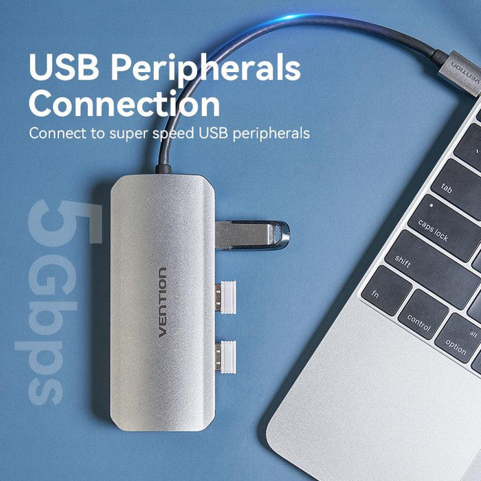 Vention 7-in-1 USB-C to HDMI/USB 3.0x3/SD/TF/PD Docking Station - TOJHB