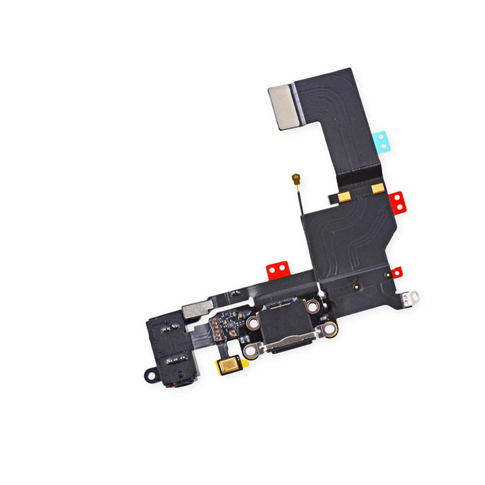 For Apple iPhone 5S Replacement Charging Port, Headphone Jack & Microphone Flex - Black-Repair Outlet