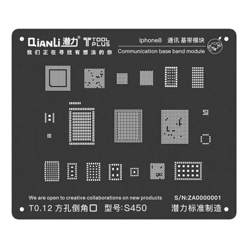QianLi 3D BGA Stencil Template - Communication Base Band Module - iPhone 8 (S450)-Repair Outlet
